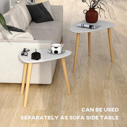HOMCOM Nesting Coffee Table, Set of 2 Side Tables, Stacking End Tables with Solid Wood Legs, for Living Room Bedroom Additional View 16