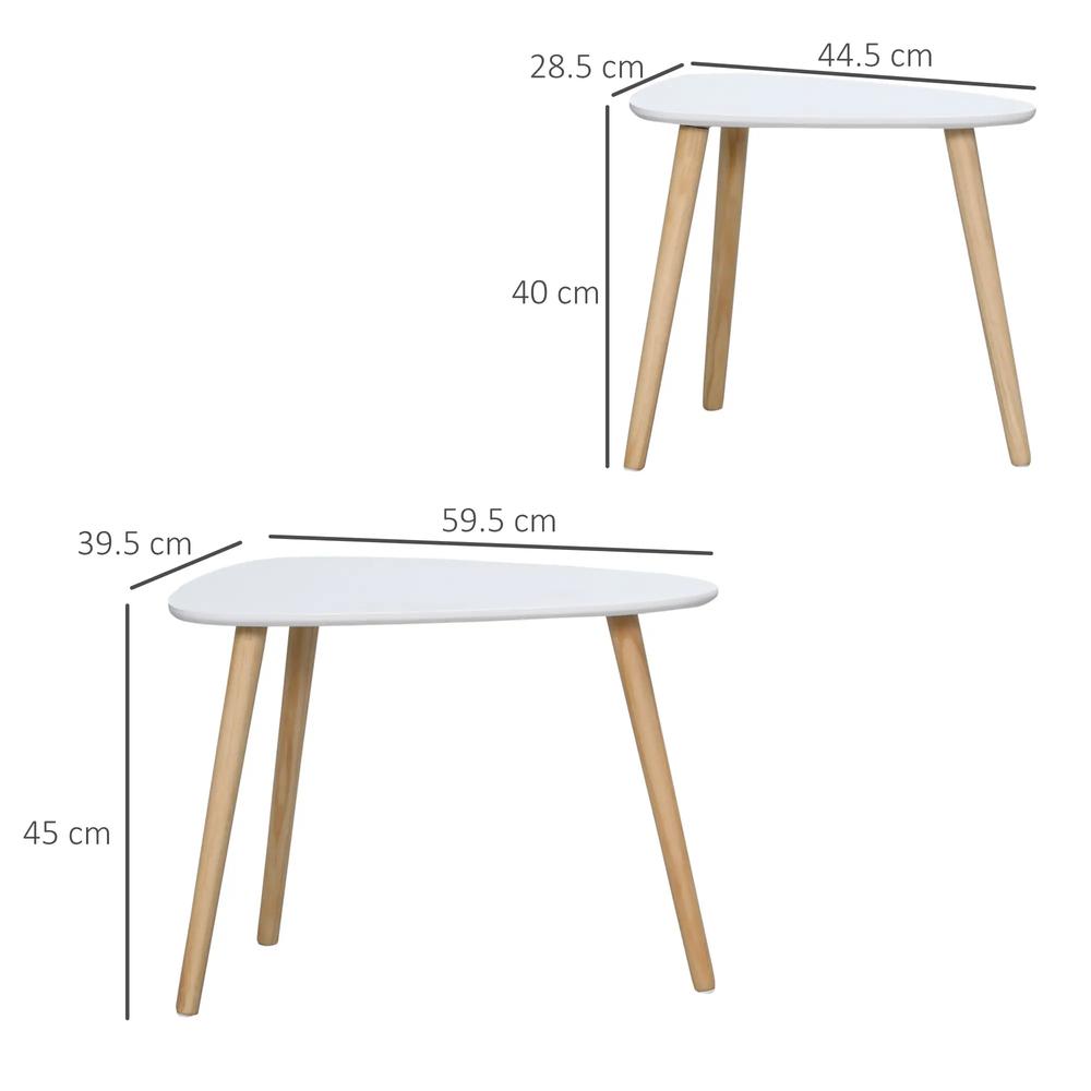HOMCOM Nesting Coffee Table, Set of 2 Side Tables, Stacking End Tables with Solid Wood Legs, for Living Room Bedroom Additional View 3