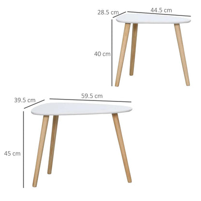 HOMCOM Nesting Coffee Table, Set of 2 Side Tables, Stacking End Tables with Solid Wood Legs, for Living Room Bedroom Additional View 3