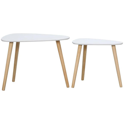 HOMCOM Nesting Coffee Table, Set of 2 Side Tables, Stacking End Tables with Solid Wood Legs, for Living Room Bedroom Additional View 10