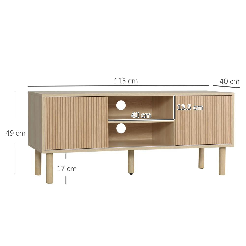 HOMCOM Sliding Door TV Cabinet Stand - Oak Wood-Effect Additional View 3