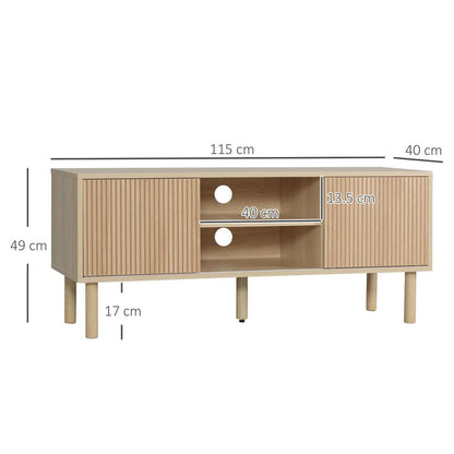 HOMCOM Sliding Door TV Cabinet Stand - Oak Wood-Effect Additional View 3