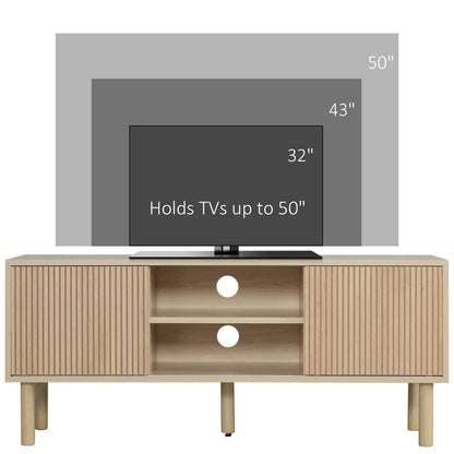 HOMCOM Sliding Door TV Cabinet Stand - Oak Wood-Effect Additional View 4