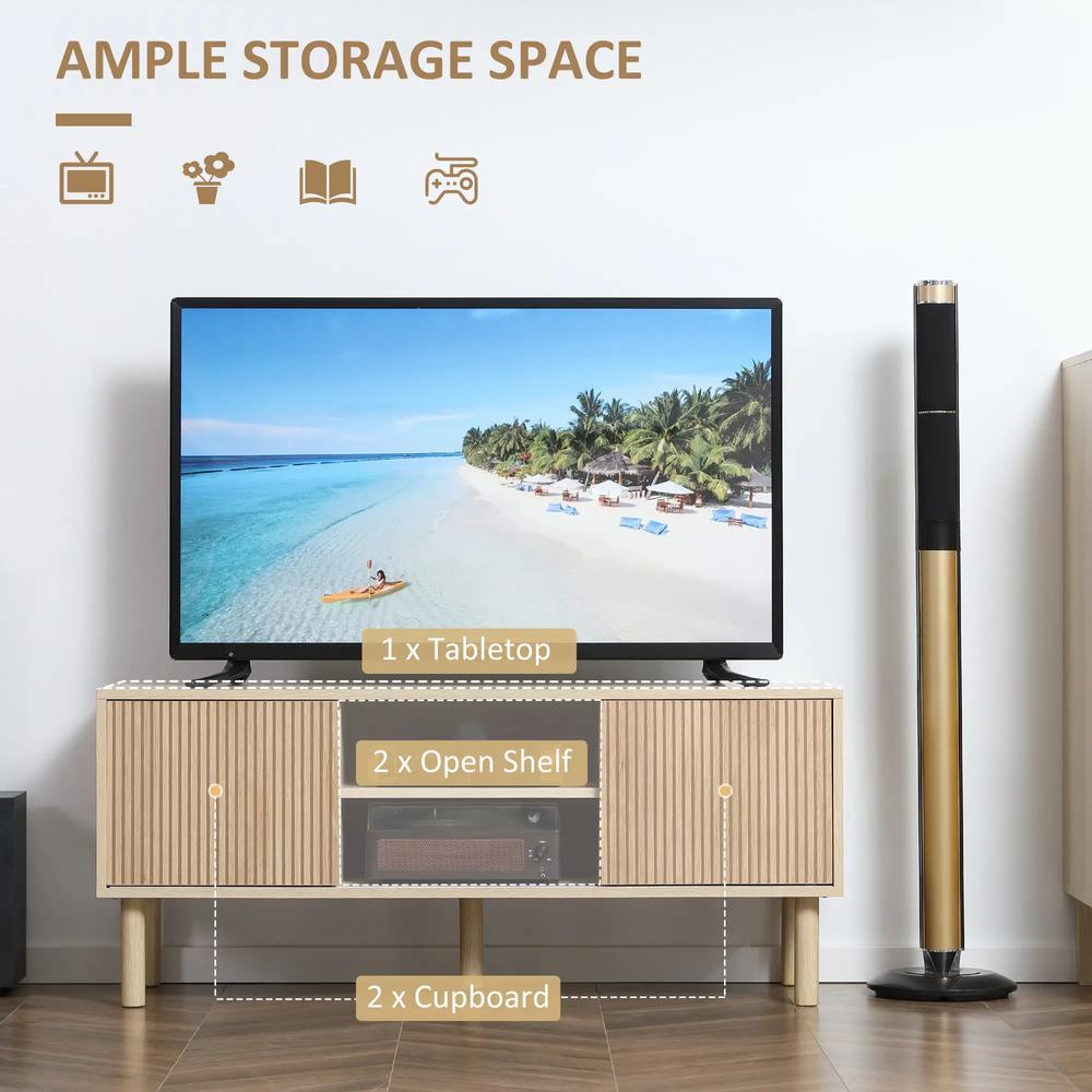 HOMCOM Sliding Door TV Cabinet Stand - Oak Wood-Effect Additional View 5