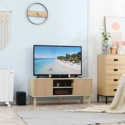 HOMCOM Sliding Door TV Cabinet Stand - Oak Wood-Effect Additional View 10