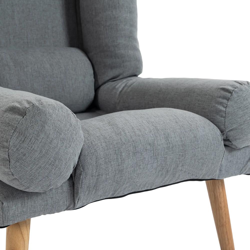 HOMCOM Recliner Chair with Footstool, Recliner Armchair with Adjustable Backrest, Thick Cushion and Wooden Legs Additional View 11