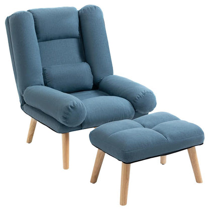 HOMCOM Recliner Chair with Footstool, Recliner Armchair with Adjustable Backrest, Thick Cushion and Wooden Legs Additional View 16