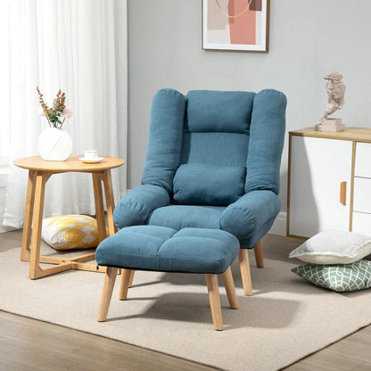 HOMCOM Recliner Chair with Footstool, Recliner Armchair with Adjustable Backrest, Thick Cushion and Wooden Legs Additional View 17