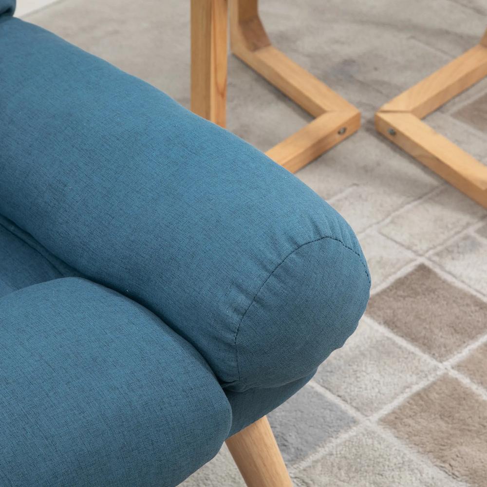 HOMCOM Recliner Chair with Footstool, Recliner Armchair with Adjustable Backrest, Thick Cushion and Wooden Legs Additional View 23