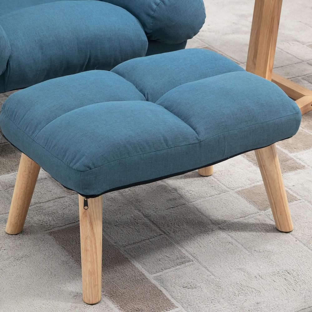 HOMCOM Recliner Chair with Footstool, Recliner Armchair with Adjustable Backrest, Thick Cushion and Wooden Legs Additional View 24