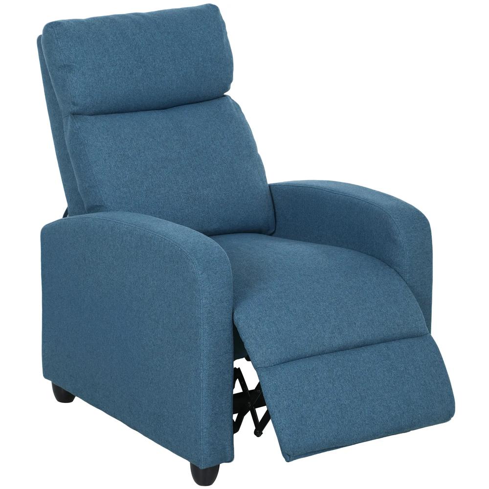 HOMCOM 135&deg; Push Back Recliner Armchair, with Footrest - Blue Additional View 10