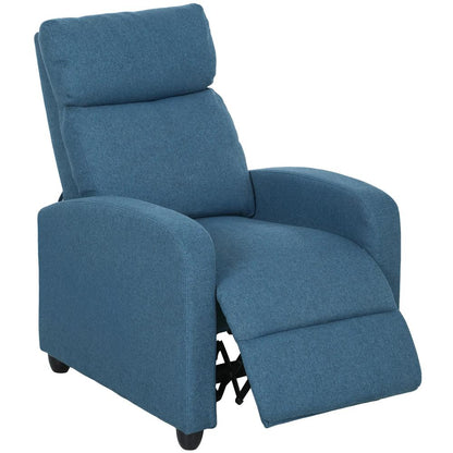 HOMCOM 135&deg; Push Back Recliner Armchair, with Footrest - Blue Additional View 10