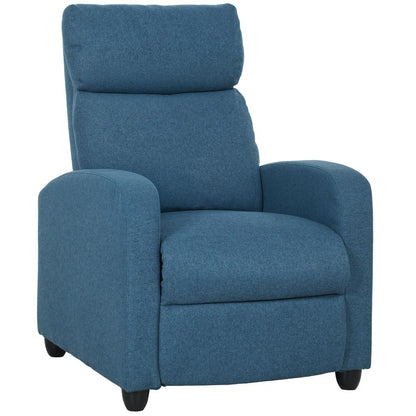 HOMCOM 135&deg; Push Back Recliner Armchair, with Footrest - Blue