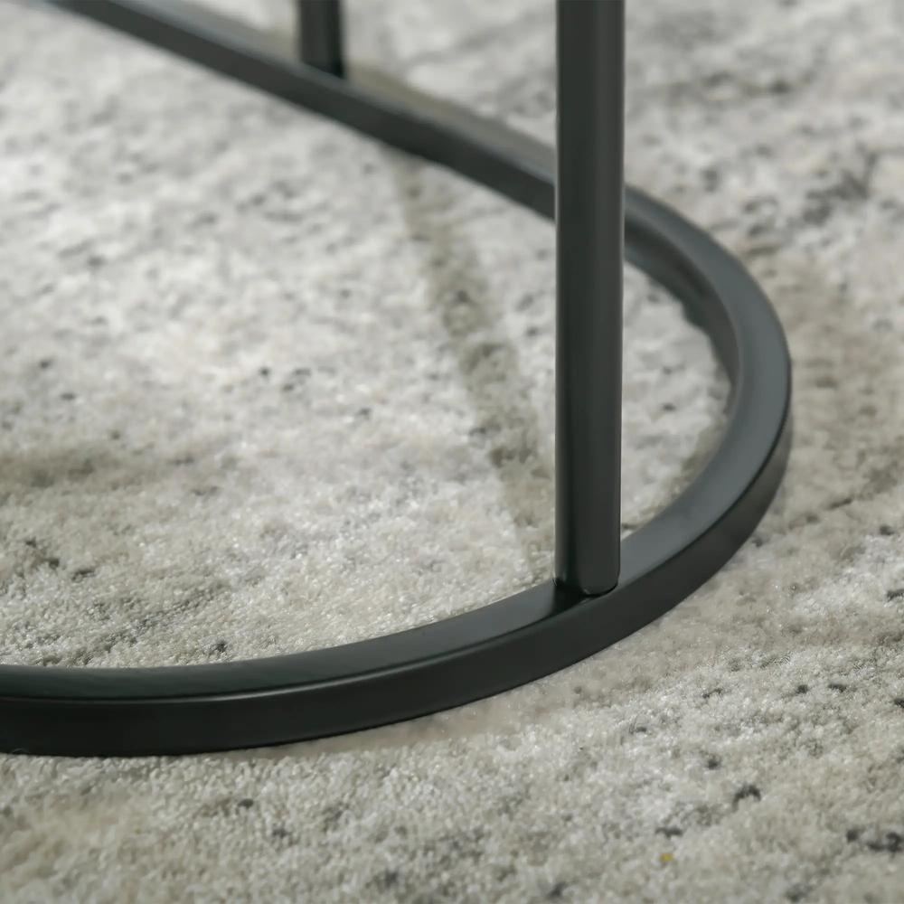HOMCOM Nest of Tables with Steel Frame and Faux Marble Tabletop, Modern Coffee Table Set of 2 Additional View 8