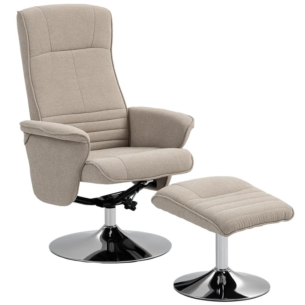 HOMCOM Swivel Recliner Chair with Footstool, Velvet Recliner Armchair with Ottoman, Steel Base, Upholstered Reclining Chair for Living Room, Bedroom, Office Additional View 12