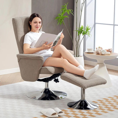 HOMCOM Swivel Recliner Chair with Footstool, Velvet Recliner Armchair with Ottoman, Steel Base, Upholstered Reclining Chair for Living Room, Bedroom, Office Additional View 18