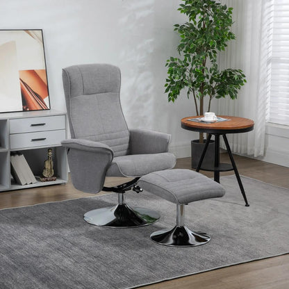 HOMCOM Swivel Recliner Chair with Footstool, Velvet Recliner Armchair with Ottoman, Steel Base, Upholstered Reclining Chair for Living Room, Bedroom, Office Additional View 2