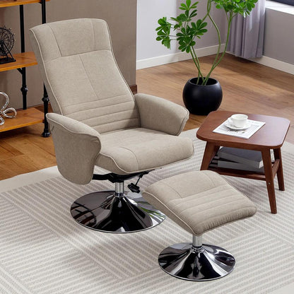HOMCOM Swivel Recliner Chair with Footstool, Velvet Recliner Armchair with Ottoman, Steel Base, Upholstered Reclining Chair for Living Room, Bedroom, Office Additional View 21