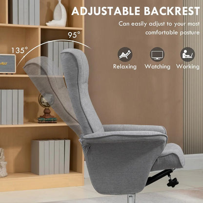 HOMCOM Swivel Recliner Chair with Footstool, Velvet Recliner Armchair with Ottoman, Steel Base, Upholstered Reclining Chair for Living Room, Bedroom, Office Additional View 4