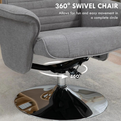 HOMCOM Swivel Recliner Chair with Footstool, Velvet Recliner Armchair with Ottoman, Steel Base, Upholstered Reclining Chair for Living Room, Bedroom, Office Additional View 5