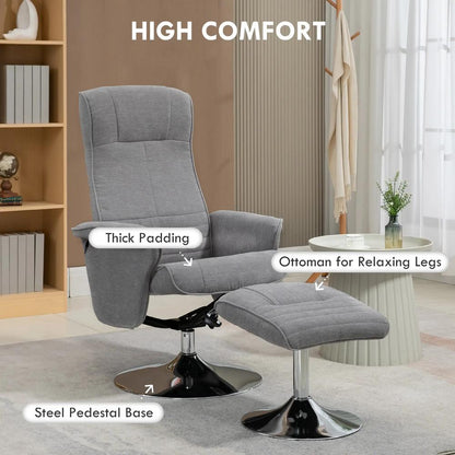 HOMCOM Swivel Recliner Chair with Footstool, Velvet Recliner Armchair with Ottoman, Steel Base, Upholstered Reclining Chair for Living Room, Bedroom, Office Additional View 6