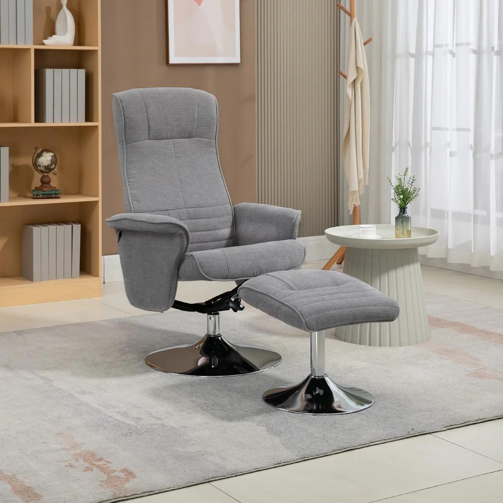 HOMCOM Swivel Recliner Chair with Footstool, Velvet Recliner Armchair with Ottoman, Steel Base, Upholstered Reclining Chair for Living Room, Bedroom, Office Additional View 10