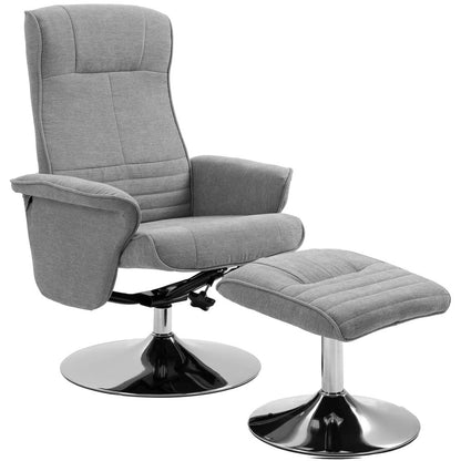 HOMCOM Swivel Recliner Chair with Footstool, Velvet Recliner Armchair with Ottoman, Steel Base, Upholstered Reclining Chair for Living Room, Bedroom, Office