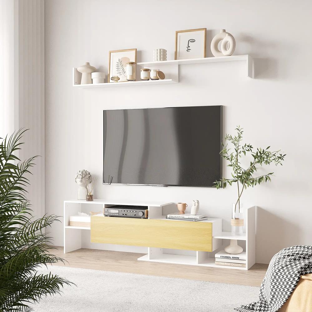HOMCOM TV Cabinet with Wall Shelf for Wall-Mounted 65" TVs or Standing 40" TVs Additional View 12
