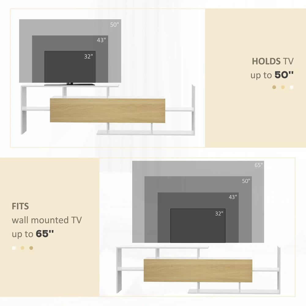 HOMCOM TV Cabinet with Wall Shelf for Wall-Mounted 65" TVs or Standing 40" TVs Additional View 17