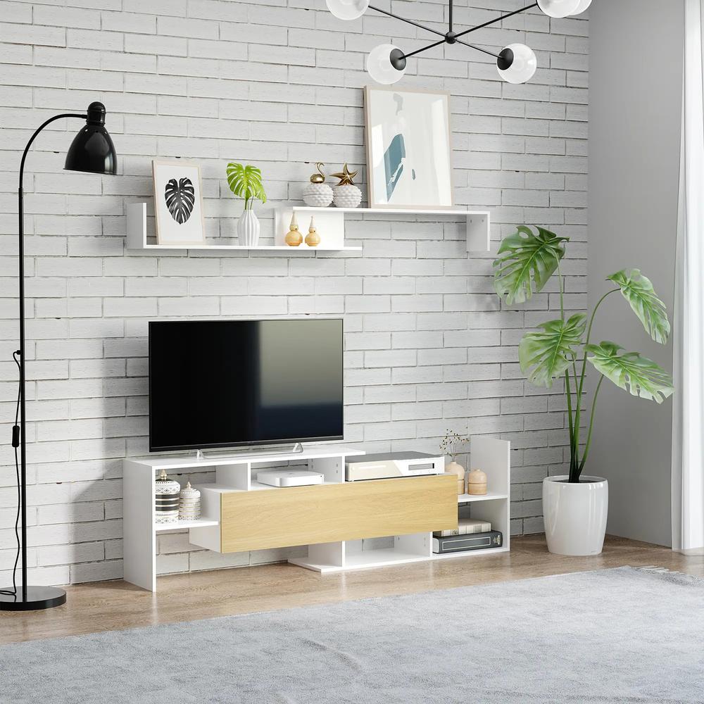 HOMCOM TV Cabinet with Wall Shelf for Wall-Mounted 65" TVs or Standing 40" TVs Additional View 20