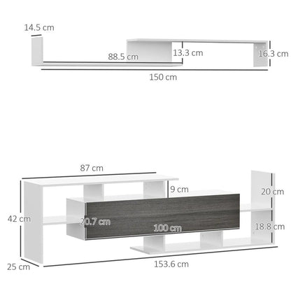 HOMCOM TV Cabinet with Wall Shelf for Wall-Mounted 65" TVs or Standing 40" TVs Additional View 3
