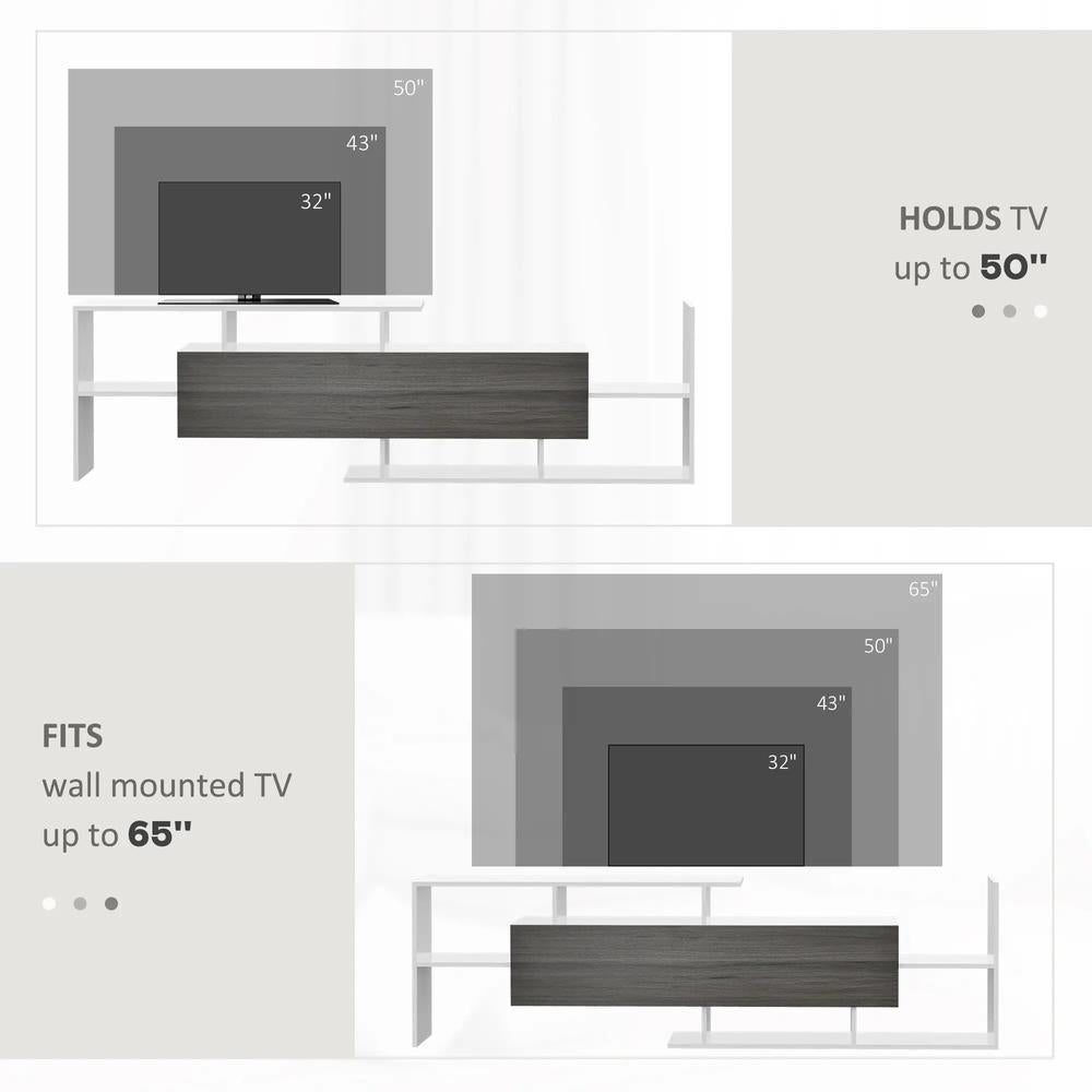 HOMCOM TV Cabinet with Wall Shelf for Wall-Mounted 65" TVs or Standing 40" TVs Additional View 7