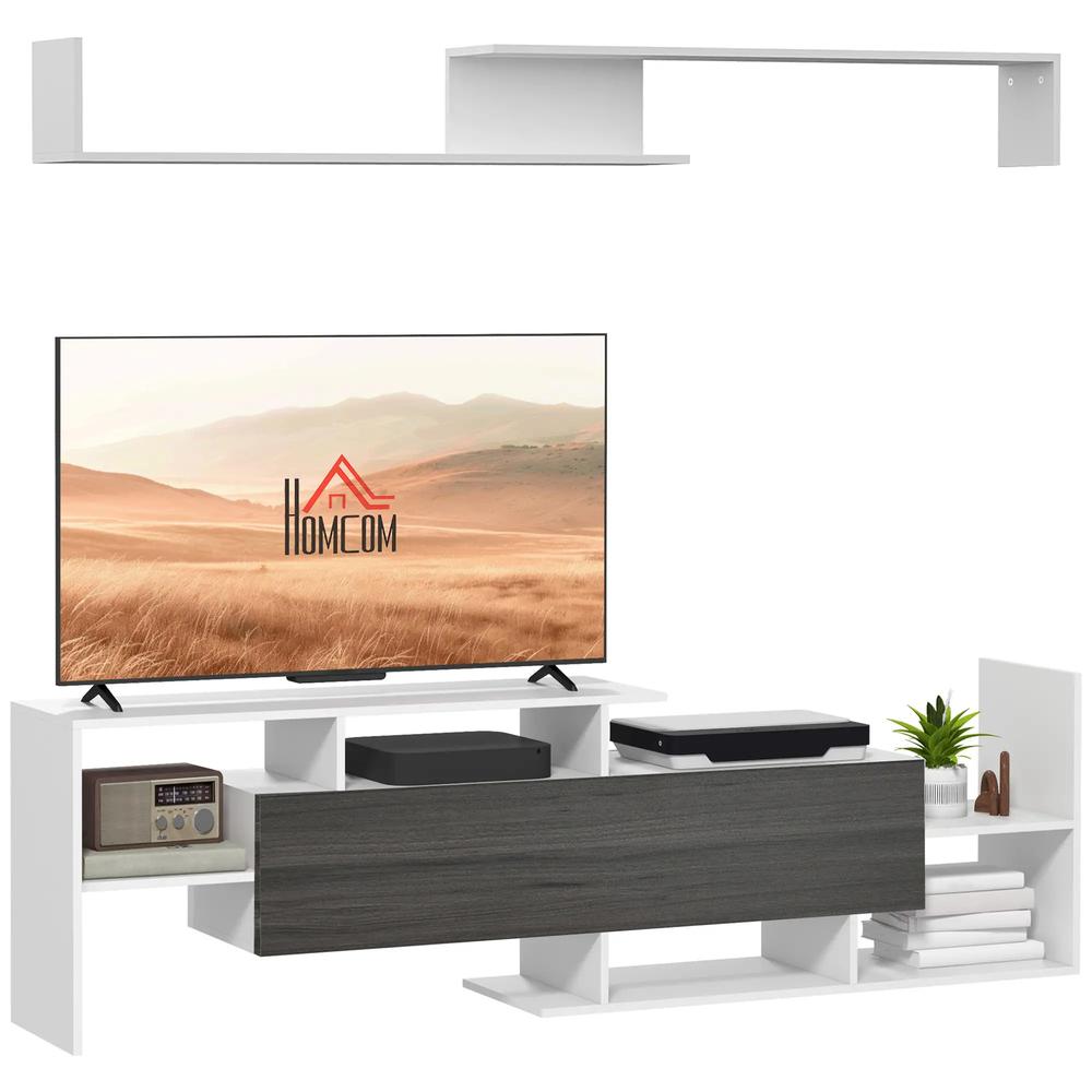 HOMCOM TV Cabinet with Wall Shelf for Wall-Mounted 65" TVs or Standing 40" TVs