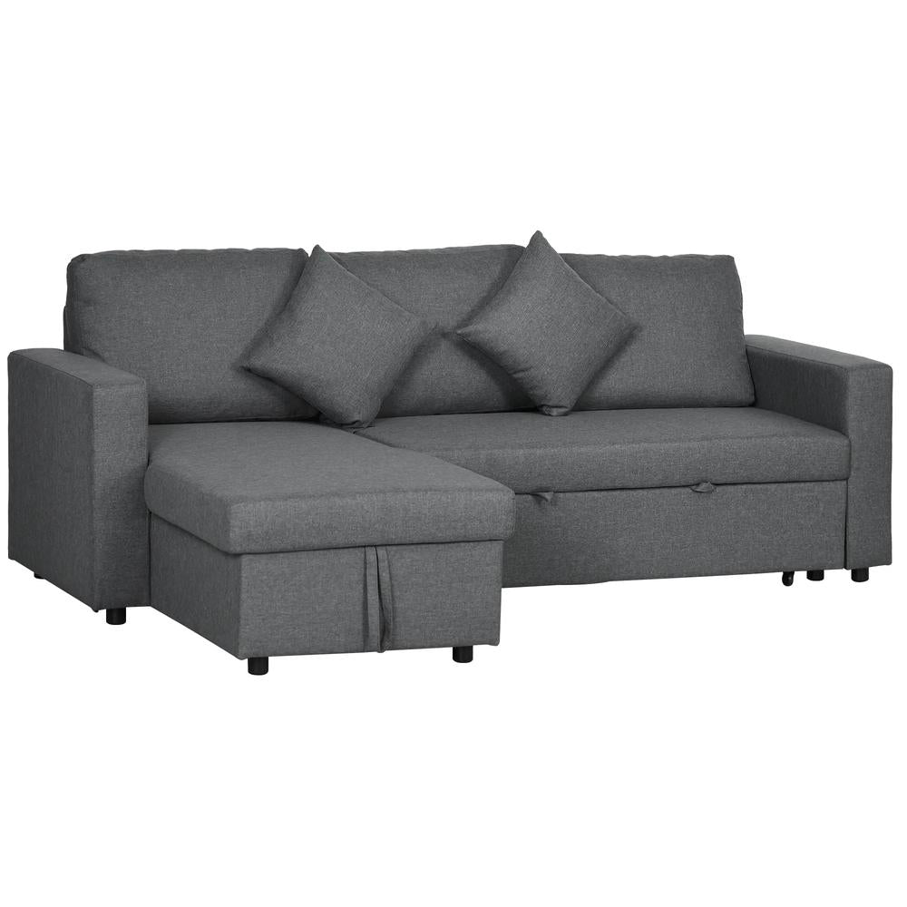 HOMCOM 3 Seater Sofa Bed with Storage, Delivered to Your Home for Free, Dark Grey Additional View 11