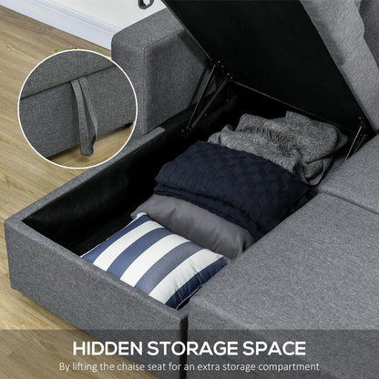 HOMCOM 3 Seater Sofa Bed with Storage, Delivered to Your Home for Free, Dark Grey Additional View 7