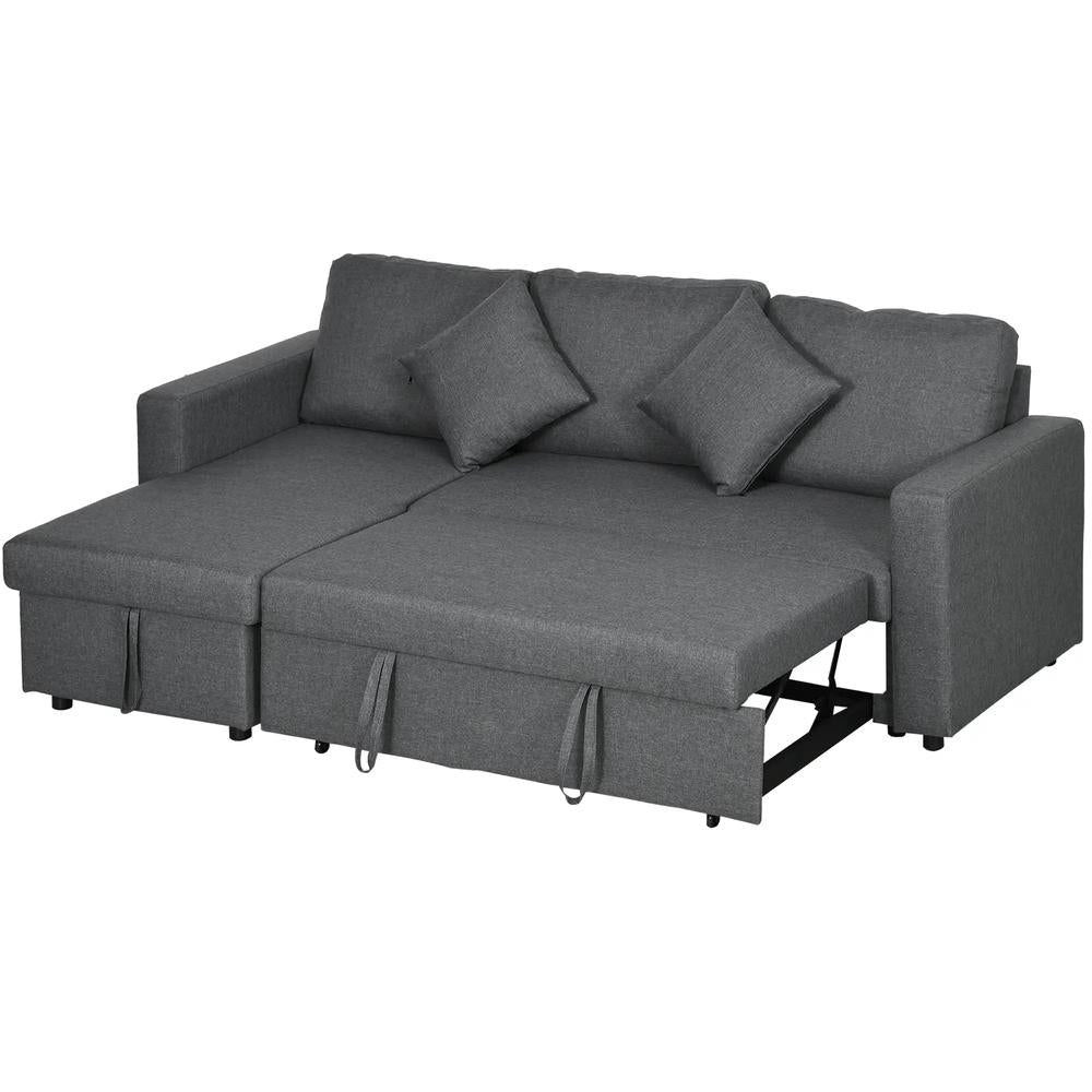 HOMCOM 3 Seater Sofa Bed with Storage, Delivered to Your Home for Free, Dark Grey Additional View 10