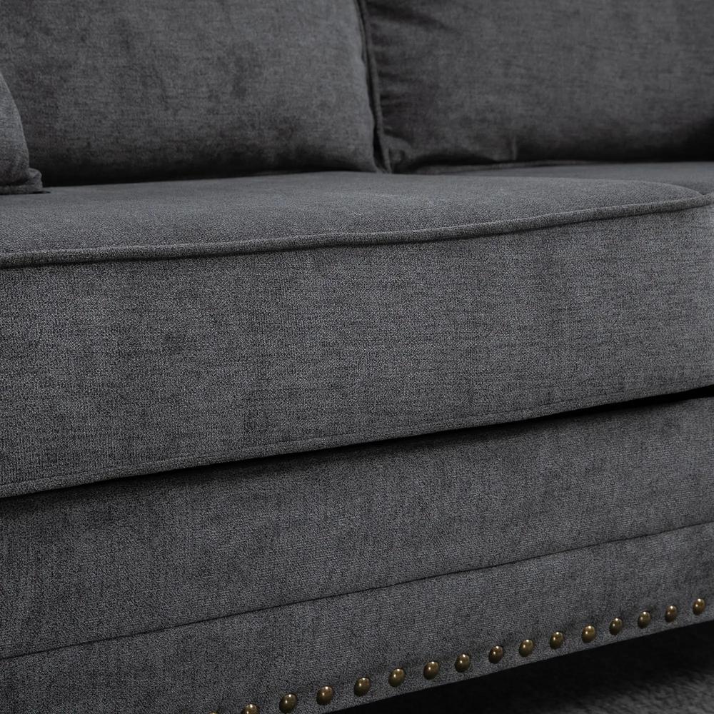 HOMCOM 196cm 3 Seater Sofa, Fabric Sofa with Rubber Wood Legs, Nailhead Trim, 2 Pillows, Small Upholstered Couch Settee for Living Room, Guest Room Additional View 18