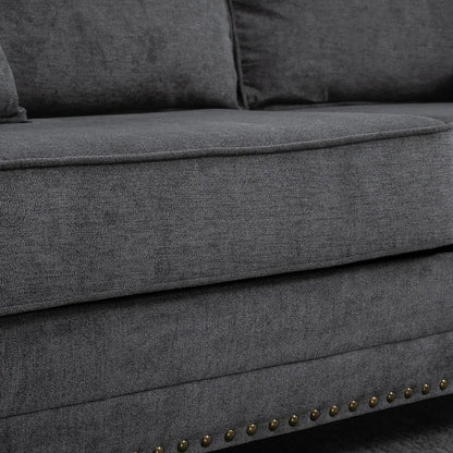 HOMCOM 196cm 3 Seater Sofa, Fabric Sofa with Rubber Wood Legs, Nailhead Trim, 2 Pillows, Small Upholstered Couch Settee for Living Room, Guest Room Additional View 18