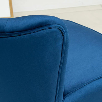 HOMCOM Velvet Accent Chair Occasional Tub Seat Padding Curved Back w/ Ottoman Wood Frame Legs Home Furniture, Dark Blue Additional View 8