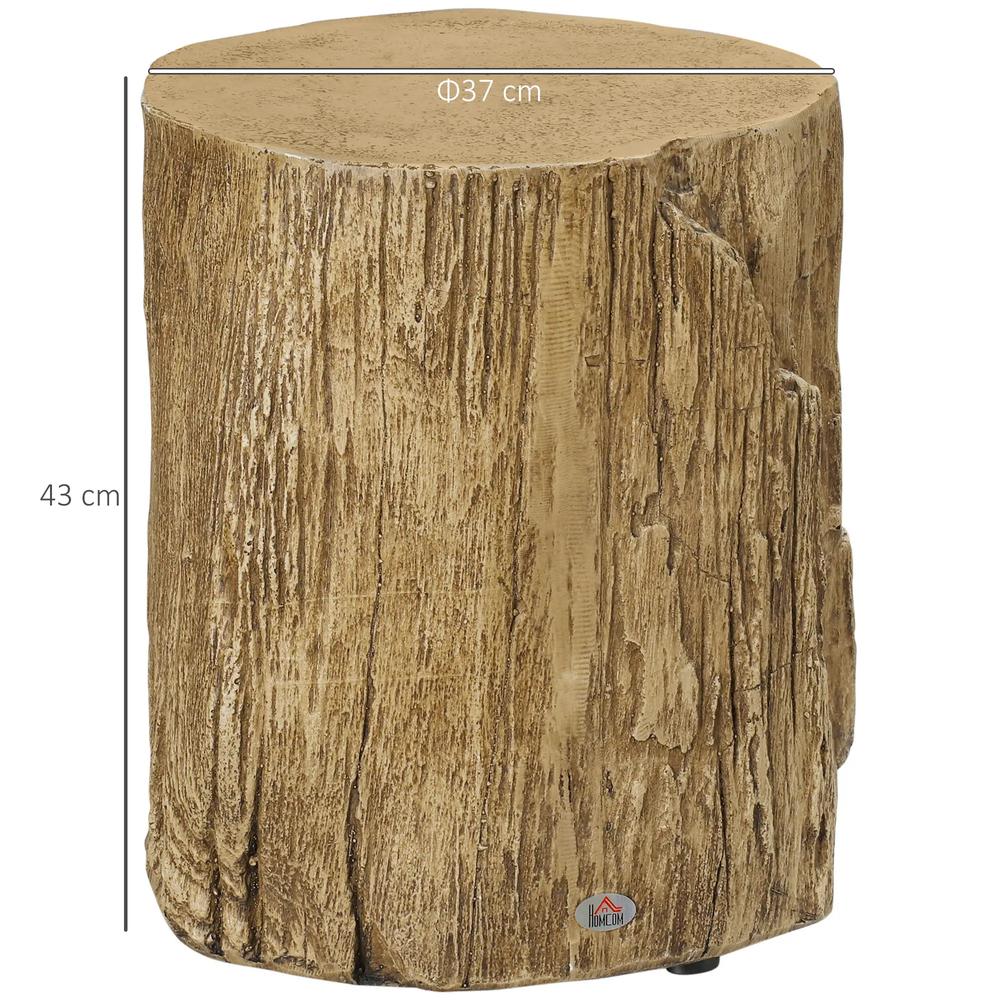 HOMCOM Tree Stump End Table, Round Concrete Side Table for Indoor and Outdoor Use, Natural Wood Effect Additional View 3