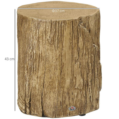 HOMCOM Tree Stump End Table, Round Concrete Side Table for Indoor and Outdoor Use, Natural Wood Effect Additional View 3