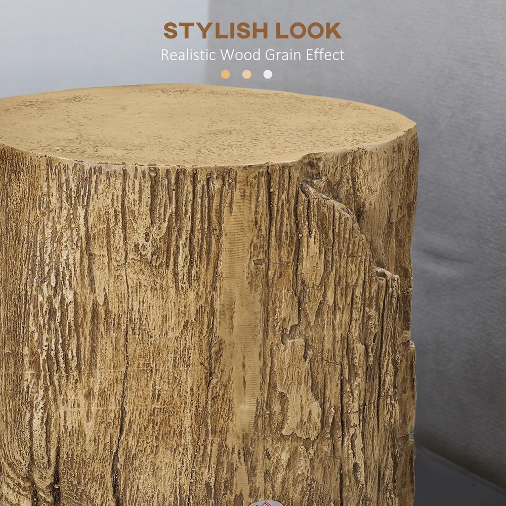 HOMCOM Tree Stump End Table, Round Concrete Side Table for Indoor and Outdoor Use, Natural Wood Effect Additional View 5