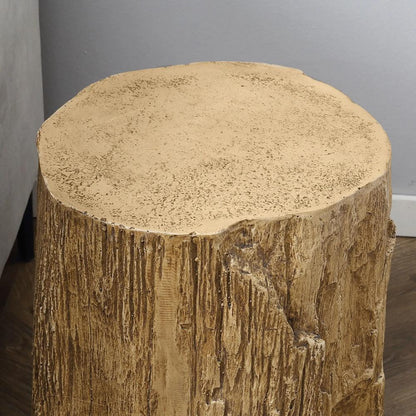 HOMCOM Tree Stump End Table, Round Concrete Side Table for Indoor and Outdoor Use, Natural Wood Effect Additional View 8