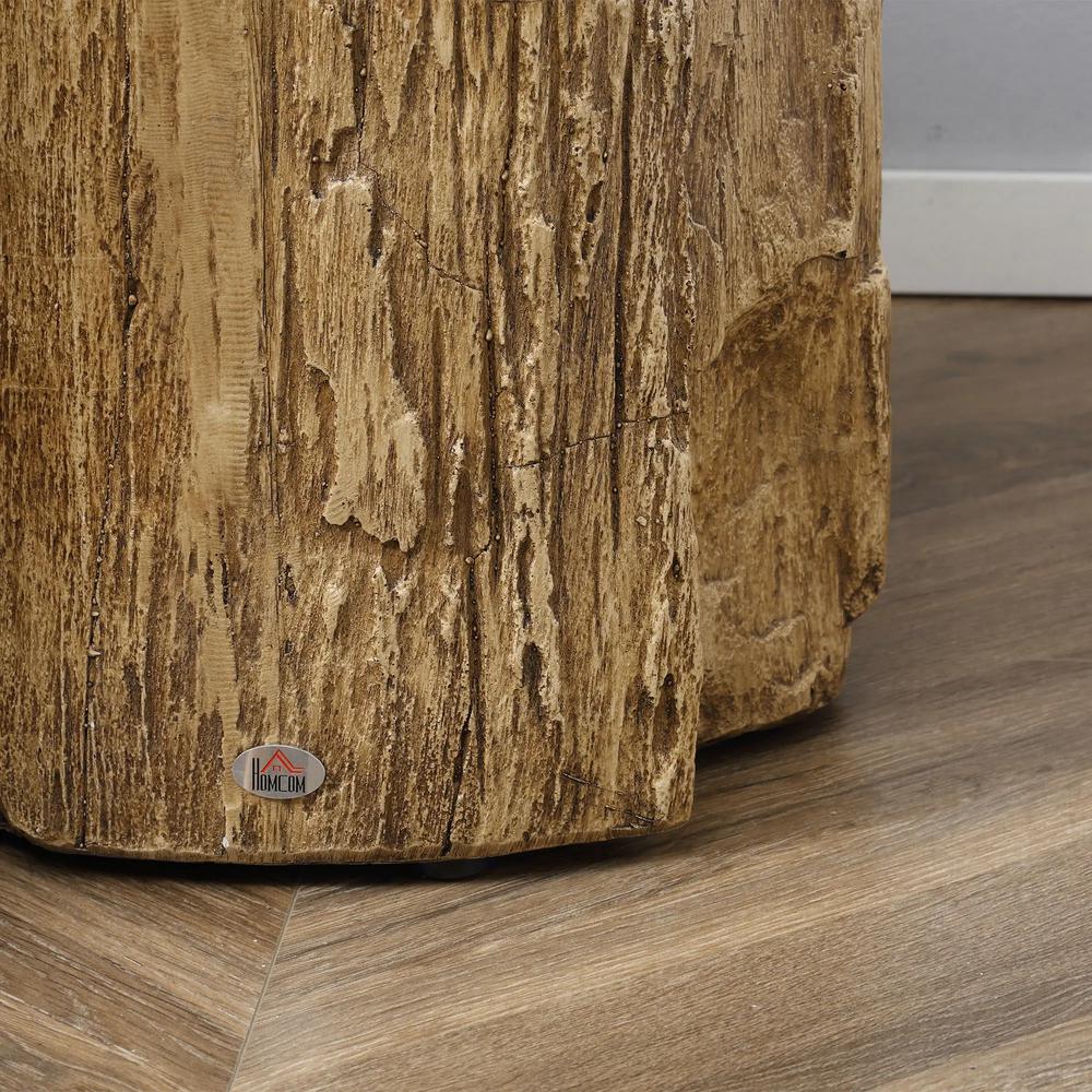 HOMCOM Tree Stump End Table, Round Concrete Side Table for Indoor and Outdoor Use, Natural Wood Effect Additional View 9