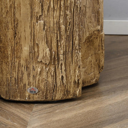 HOMCOM Tree Stump End Table, Round Concrete Side Table for Indoor and Outdoor Use, Natural Wood Effect Additional View 9