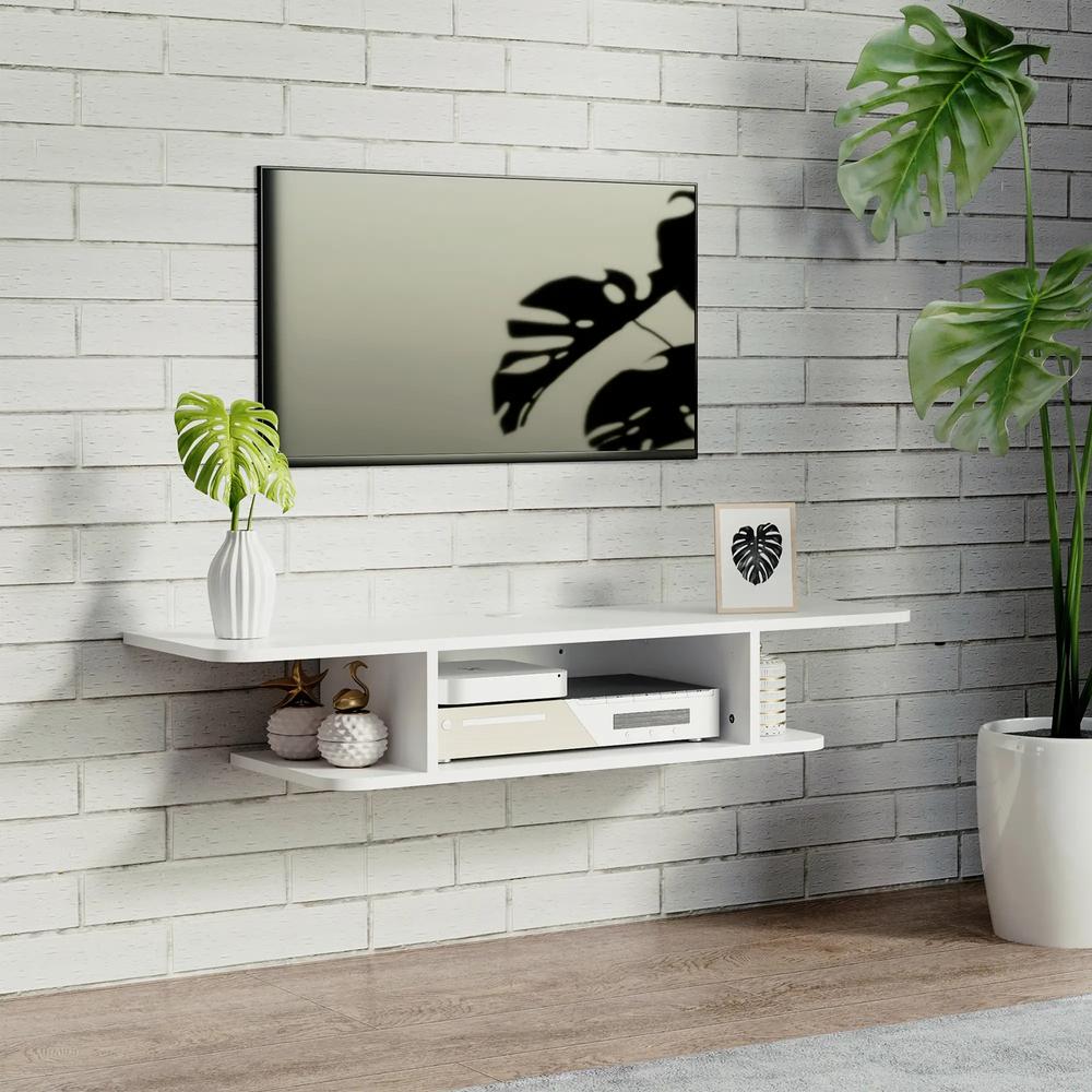 HOMCOM Floating TV Unit Stand for TVs up to 40", Wall Mounted Media Console with Storage Shelf, Entertainment Center Additional View 12