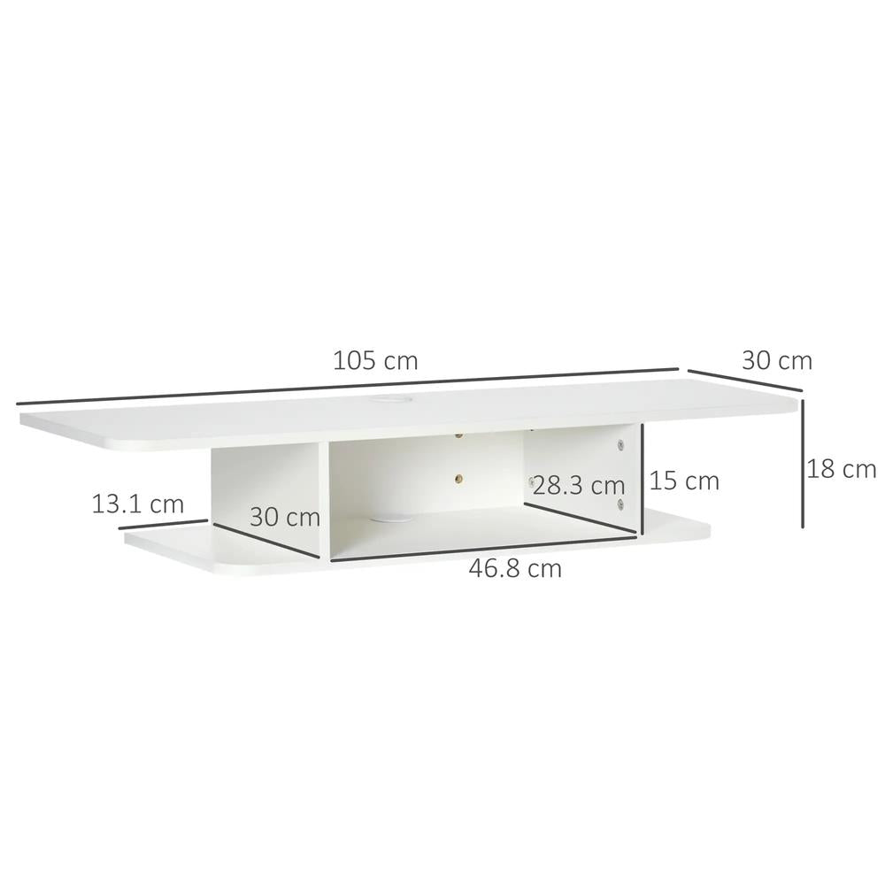 HOMCOM Floating TV Unit Stand for TVs up to 40", Wall Mounted Media Console with Storage Shelf, Entertainment Center Additional View 13