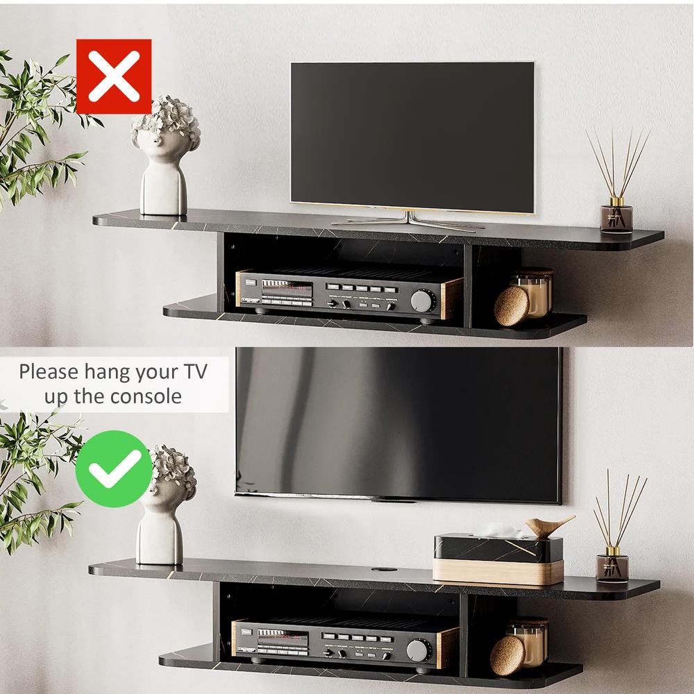 HOMCOM Floating TV Unit Stand for TVs up to 40", Wall Mounted Media Console with Storage Shelf, Entertainment Center Additional View 5