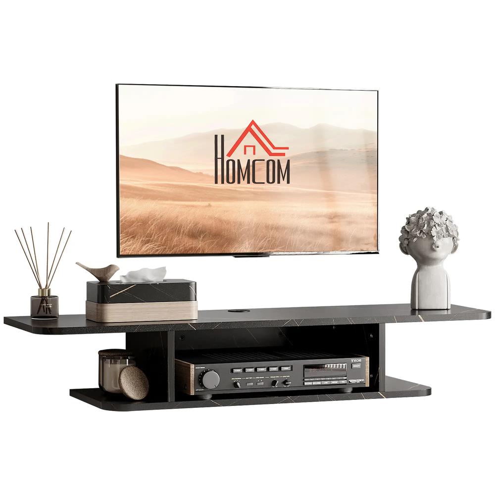 HOMCOM Floating TV Unit Stand for TVs up to 40", Wall Mounted Media Console with Storage Shelf, Entertainment Center