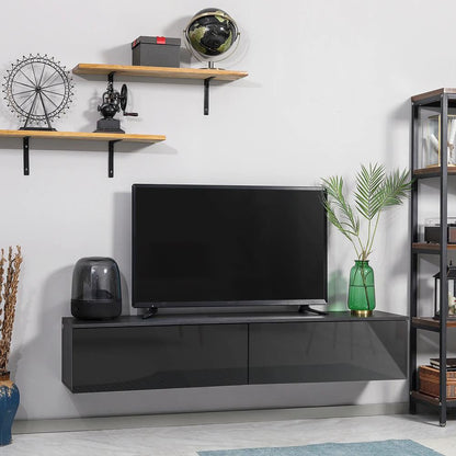 HOMCOM 160cm High Gloss Floating TV Unit Stand for TVs up to 70", Wall Mounted TV Cabinet with Storage Cupboards Additional View 13